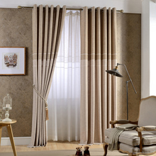 Japanese contracted and contemporary Scandinavian pure color stitching cotton and linen curtain half shading 2024 - buy cheap