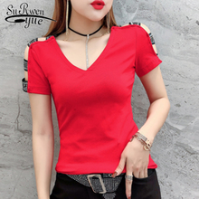 Sexy Short Sleeve Women Tops shirt Cool Summer Women Clothing Fashion V-neck shirt black red top off shoulder top  4457 50 2024 - buy cheap