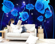 beibehang behang wallpaper 3d on the wall Custom starlight blue rose flower wallpaper TV background wall wallpaper for kids room 2024 - buy cheap