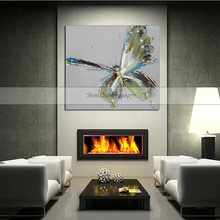 Arte de mariposa pintado a mano, pintura al óleo abstracta Morden en lienzo, arte de pared, imágenes de pared para decoración del hogar y sala de estar, tamaño grande 100% 2024 - compra barato