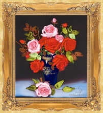 Kit de amor Rosa 3D de 50x45cm, juego de bordado de cinta, pintura de manchas, kit para manualidades, arte bordado con aguja artesanal, decoración del hogar 2024 - compra barato