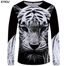 KYKU Tiger T shirt Men Long sleeve shirt Animal Hip hop Eye Graphic Black Japan Streetwear Tee Mens Clothing Fashion Man Slim 2024 - buy cheap