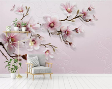Beibehang moderno e minimalista 3d papel de parede pintados à mão estéreo lírio rosa tv fundo da sala estar quarto mural papel de parede 3d 2024 - compre barato
