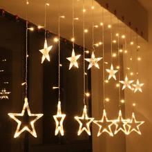 2.5m luzes led de natal ac 220v romântico fada estrela cortina led string iluminação para o feriado casamento guirlanda festa decoração 2024 - compre barato