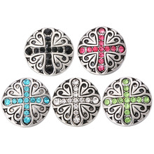 6pcs/lot New Snap Jewelry 18MM Mixed Rhinestone Cross Snap Buttons Vintage Alloy Snap Fit Snap Bracelet Necklace for Women ZA558 2024 - buy cheap