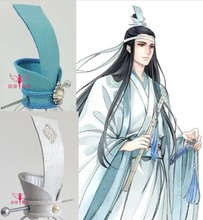 Tiara cabelo masculina artesanal azul prateado, 5 designs para anime chinês, o fonte do diabismo, antigo chinês lan wangji chapéu 2024 - compre barato