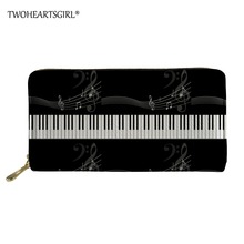 Twoheartsgirl Leather Wallet and Purse for Women Classic Female Piano Music Printed Travel Phone Bag Creative Purse Card Holders 2024 - buy cheap