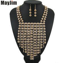 Statement necklace 2018 fashion Luxurious Sequins tassel jewelry sets chain dubai bridal jewelry sets Vintage Bijoux Accessories 2024 - buy cheap