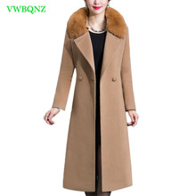 Casaco de lã de inverno feminino, casaco longo de lã de cashmere elegante plus size 5xl 916 2024 - compre barato