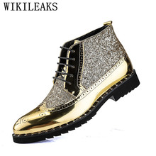 Luxury Men Shoes Casual Glitter High Top Street Dancing Shoes Hip Hop Patent Leather Shoes Men Sapato Masculino Tenis Masculino 2024 - buy cheap