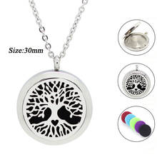 Fashion Jewelry 316L stainless steel oil diffuser necklace 30mm tree of love magnetic aromtherapy pendant necklace(with 5pads) 2024 - buy cheap