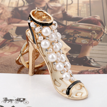 MQCHUN высокий каблук брелок с украшением в виде кристаллов; Обувь с жемчугом; Кулон Шарм кольцо для ключей с сумочкой автомобильный брелок для ключей, брелок для ключей, для женщин и девушек, подарок-50 2024 - купить недорого