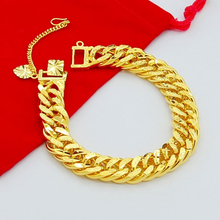 Pulsera de joyería para hombre, brazalete de color dorado, 24K, 12mm, 8 pulgadas, moda, venta al por mayor 2024 - compra barato