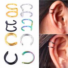 Fashion 1 Pcs 4 Colors Punk Rock Stainless Steel Ear Clip Cuff Wrap Earrings No piercing-Clip Hollow Out U Pattern Ear Jewelry 2024 - buy cheap