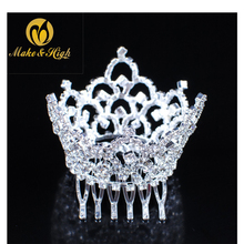 Mini coronas con peines para el pelo, tiara austriaca de diamantes de imitación, cristal transparente, boda, graduación, fiesta, accesorios para niños 2024 - compra barato