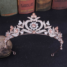 FORSEVEN Vintage Baroque Gold Color Shining Crystal Flower Tiaras Crowns de Noiva Women Bride Wedding Hair Jewelry Accessories 2024 - buy cheap