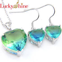 Luckyshine NEW Cubic zirconia Jewelry Sets Silver Multicolor Pendants Necklaces Dangle Earrings Jewelry Sets for Women Wedding 2024 - buy cheap