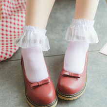 Women Japanese Lace Lolita Kawaii  Sweet Socks Lolis Cotton Candy Colors Mid Stockings Dance Sock  Cosplay Mori Girl Socks 2024 - buy cheap