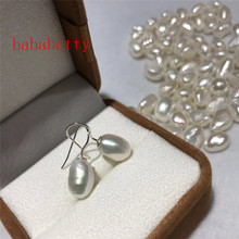 New natural freshwater irregular pearl white black 10-14MM pearl earrings Tibetan silver gift 2024 - buy cheap