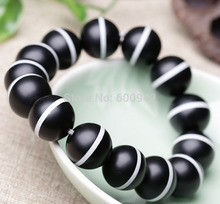 Abalorio Natural del Tíbet, pulsera de cuentas de hilo blanco y negro dzi de 14mm, cadena de mano de apotropaion 2024 - compra barato