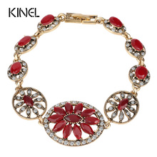 Kinel Luxury Red Bracelets Fashion   Gold Bracelet For Women Trendy Jewelry Wholesale Crystal Gifts Vintage Bracelet 2024 - buy cheap