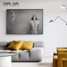 Pintura en lienzo de mujer moderna en vestido blanco, pintura en lienzo, sala de estar únicas para imágenes artísticas de pared, dormitorio, cafetería, decoración minimalista 2024 - compra barato