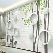 Декоративные обои 3d Простые кирпичные стены Лось круг абстрактное дерево птица фон Стена 2024 - купить недорого