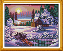 Dusk Snow-Covered Landscape Needlework Cross stitch,Embroidery kits,Precise Printed Patterns Cross-Stitching,DIY Handmade 2024 - buy cheap