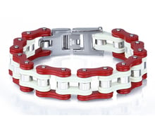 Joyería Unisex pesada y fresca de 16mm, brazalete de cadena de bicicleta de acero inoxidable 316L, blanco y rojo, joyería para hombres y mujeres 2024 - compra barato