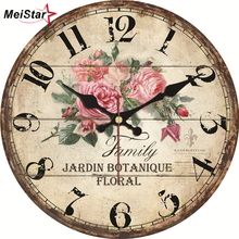 MEISTAR Vintage Clock Flower Design Silent Living Kitchen Home Decor Watches Retro Large Art Wall Clocks 4 Size horloge murale 2024 - buy cheap