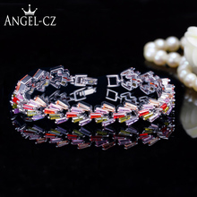 ANGELCZ-pulsera de Zirconia cúbica para mujer, brazalete romántico, Color plata, para boda, AB119 2024 - compra barato