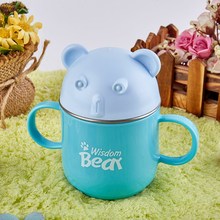 Copo de desenho animado urso 240ml, copo de aço inoxidável isolado, leite, moda criativa, casais, alça de café, caneca infantil, copo de água, presente 2024 - compre barato