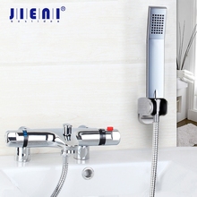 JIENI-Juego de Grifería termostática para lavabo de baño, juego de grifería montado en la pared, grifo cromado de latón cromado para bañera y ducha, 1 mango 2024 - compra barato