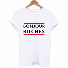 Bonjour Bitches Letter Print T Shirt Women Short Sleeve O Neck Loose Tshirt 2020 Summer Women Tee Shirt Tops Camisetas Mujer 2024 - buy cheap