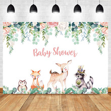 Фотофоны для студийной фотосъемки Neoback Woodland Baby Shower Background for Photo Flower Animal Custom 2024 - купить недорого