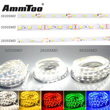 RGB Светодиодная лента 5050 5630 2835 SMD водостойкая 5 м, 60 светодиодов/м, 12 В постоянного тока, Светодиодная лента, светодиодная гирлянда, лампа, светодиодная лента 2024 - купить недорого