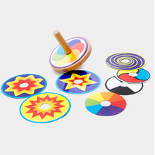 1Set Colorful   Toy Classic  s Toy for Kids Children Funny Wooden Toy  Spinning Top with Drawing Cards 2024 - buy cheap