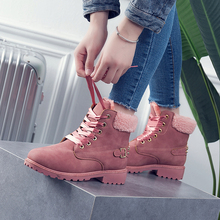 Sooneeya-Botas rosas con cordones para mujer, botines de seda Retro, zapatos de nieve con remaches, calzado cálido británico para invierno, 2018 2024 - compra barato