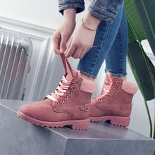 Sooneeya-Botas rosas con cordones para mujer, botines de seda Retro, zapatos de nieve con remaches, calzado cálido británico para invierno, 2018 2024 - compra barato
