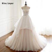HIRE LNYER-vestidos de novia de Gelinlik, apliques de encaje con cuentas, ilusión de cristal, línea A, vestidos de novia Alibaba de talla grande 2024 - compra barato