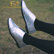 Sliver Holographic Flat Loafers for Women Spring Autumn Anniversary Anniversary Elegant Attractive Generous Incomparable FSJ 2024 - buy cheap