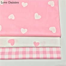 100% Cotton WHITE PINK Big Heart Shape Lattice Check Chevron Twill Fabric for DIY Kids Bedding Sheet Apparel Dress Craft Decor 2024 - buy cheap