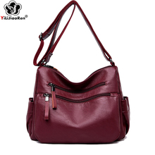 Luxury Designer Leather Shoulder Handbag Double Zipper Casual Messenger Bags Large Crossbody Bags for Women Sac A Main Clutch 2024 - buy cheap