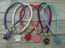 Moda esmalte gato \ cachorro pata charme trançado pulseiras de couro & tornozeleiras para mulher jóias acessórios 50 pçs a59 2024 - compre barato