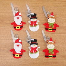 Santa Hat Reindeer Christmas New Year Pocket Fork Knife Cutlery Holder Bag Home Party Table Dinner Decoration Tableware 62423 2024 - buy cheap