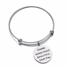 Stainless Steel Bangle Create Something Beautiful Each Day Charm Bracelet Inspiration Jewelry Gifts for Her Artist Photographer 2024 - buy cheap