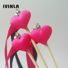 Newest 50pcs/lot Heart wedding ribbon wands stick for wedding decoration 2024 - buy cheap