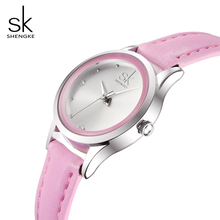Shengke relojes pequeño dial redondo reloj de cuarzo mujeres de cuero de moda montre Femme SK 2018 relogios feminino # K0008 2024 - compra barato