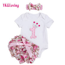 Newborn Baby Girl Bodysuits Sets Body Infantil Menina Short Sleeve+Headband+Bloomer 2019 Cotton Infant Jumpsuit  YK&Loving Z605 2024 - buy cheap