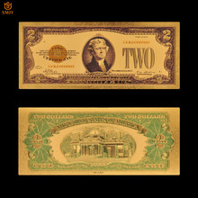 Notas de ouro 24k us 2 dólares, réplica de dinheiro, coleção de moeda falsa e presentes para dinheiro 2024 - compre barato